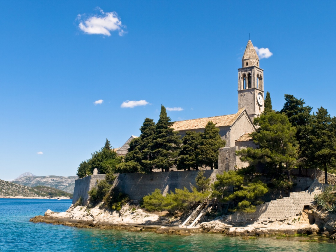 'Catholic monastery on island Lopud, near Dubrovnik, Croatia.' - Dubrovník
